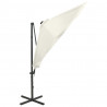Parasol wiszący z lampkami LED i słupkiem, 300 cm, piaskowy