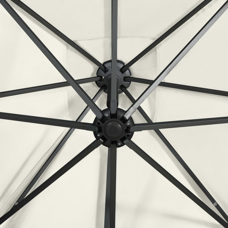 Parasol wiszący z lampkami LED i słupkiem, 300 cm, piaskowy