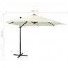Parasol wiszący z lampkami LED i słupkiem, 300 cm, piaskowy