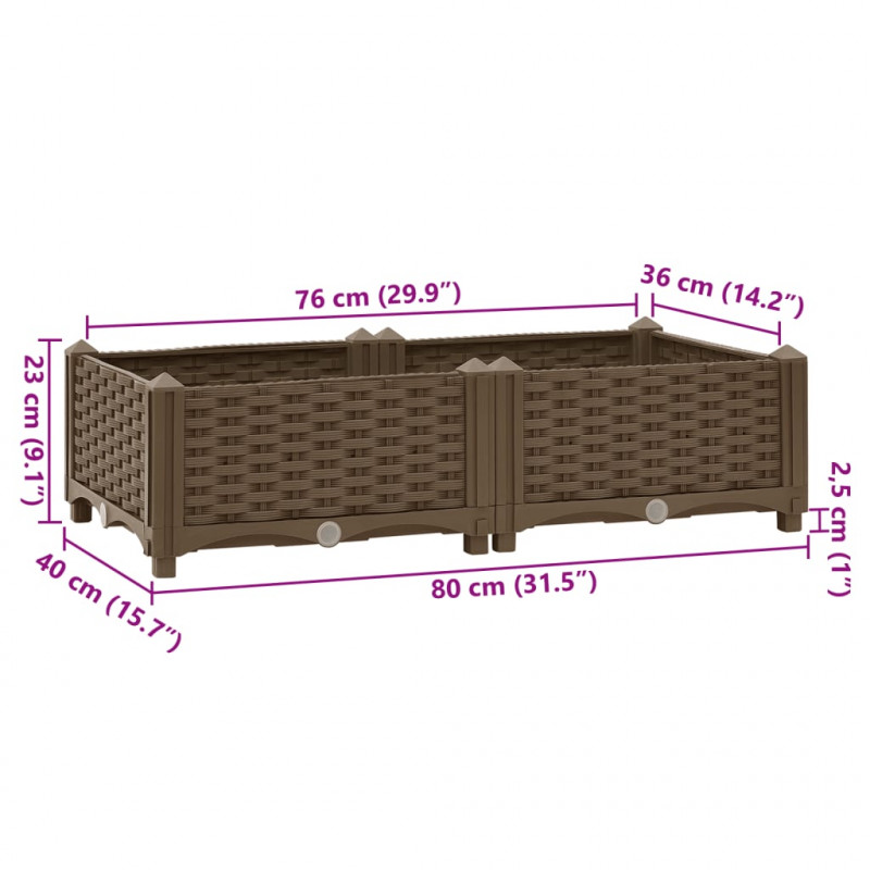Donica do podniesionej rabaty, 80x40x23 cm, polipropylen