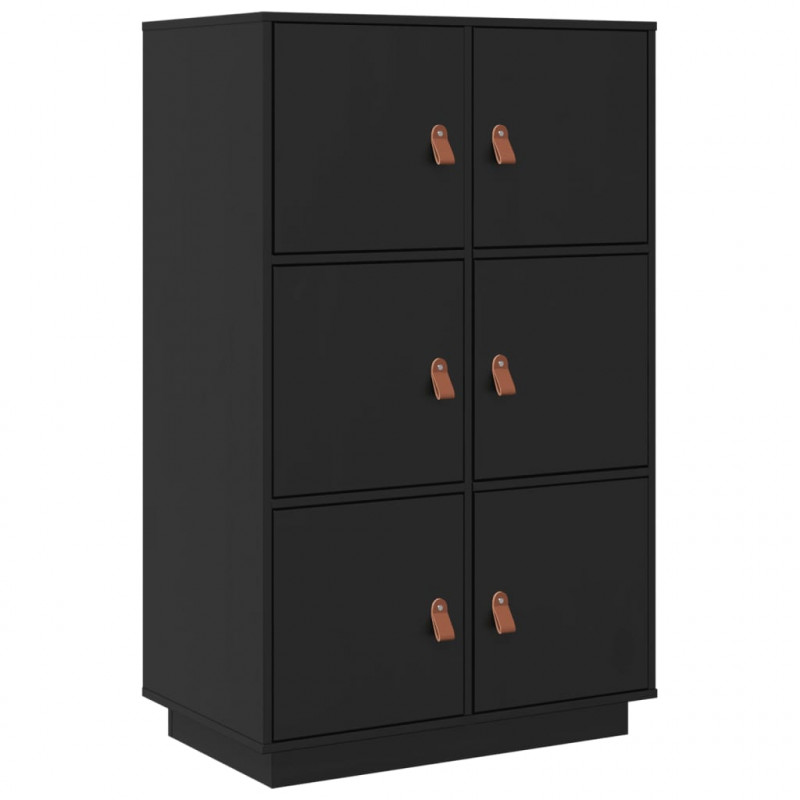 Kredens, czarny, 67x40x108,5 cm, lite drewno sosnowe