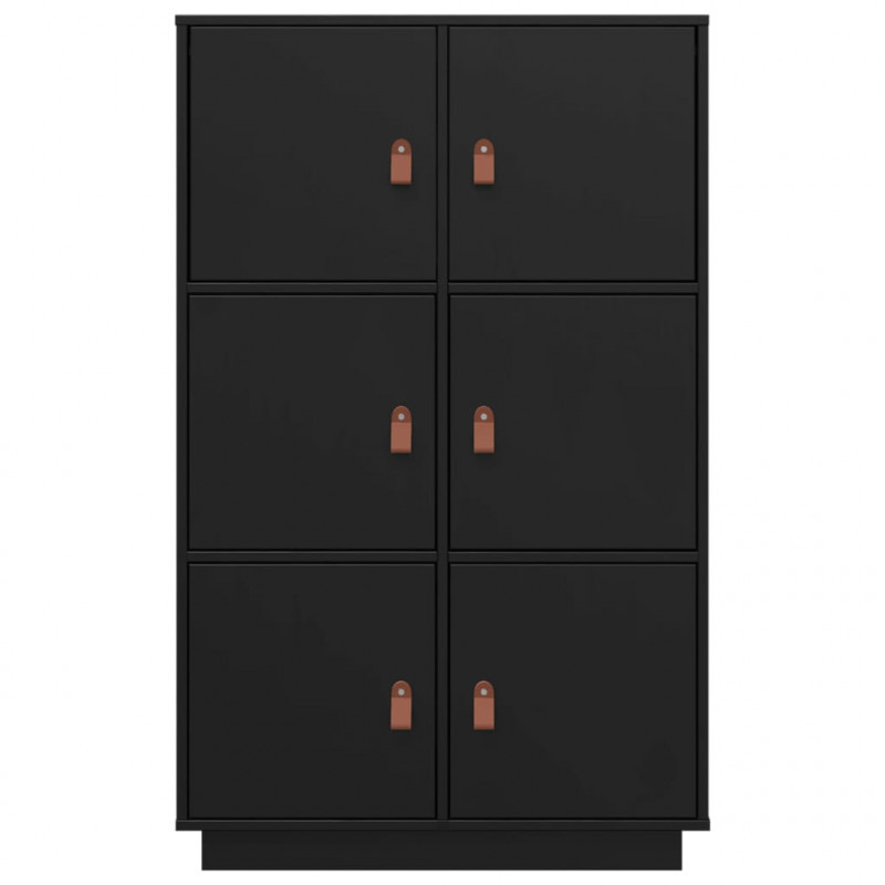 Kredens, czarny, 67x40x108,5 cm, lite drewno sosnowe