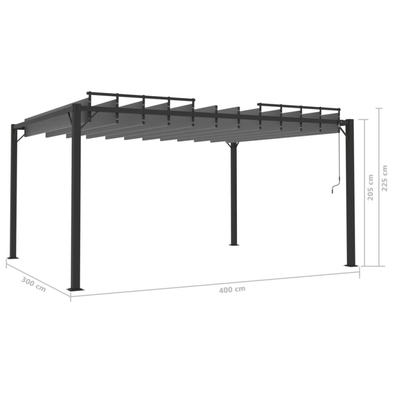 Altana z żaluzjowym dachem 3x4 m, antracyt, tkanina i aluminium