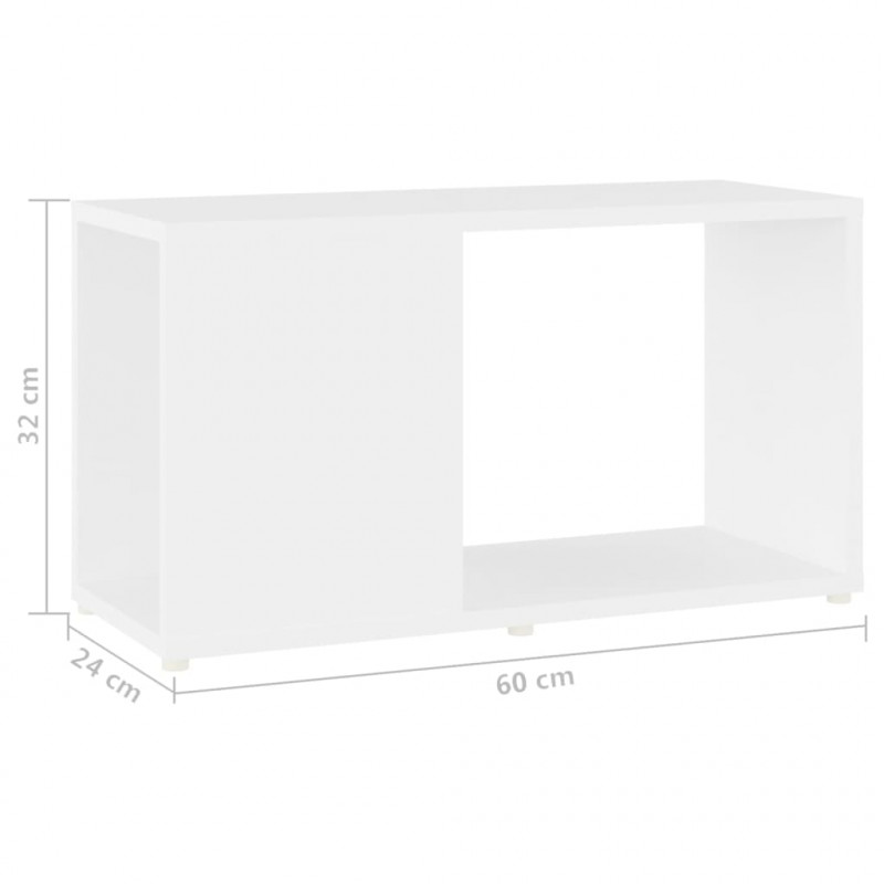 Szafka pod TV, biała, 60x24x32 cm, materiał drewnopochodny