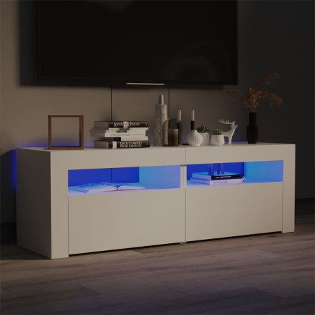 Szafka pod TV z oświetleniem LED, biała, 120x35x40 cm