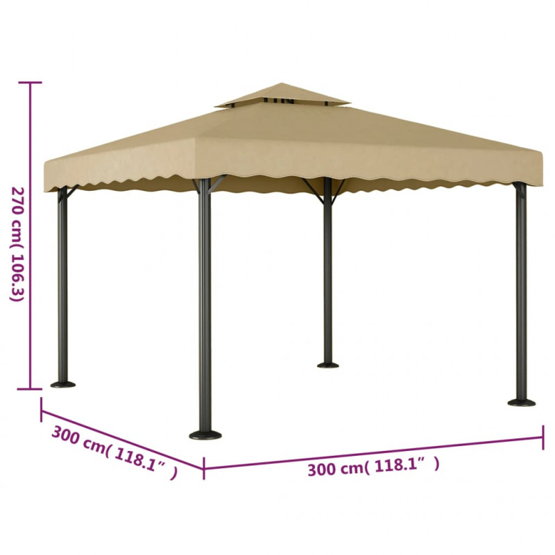 Altana, kolor taupe, 3x3 m, aluminium i stal
