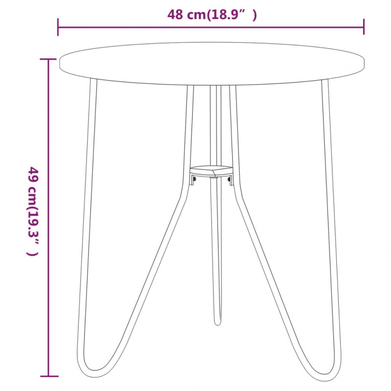 Stolik herbaciany, czarny, 48 cm, MDF i żelazo