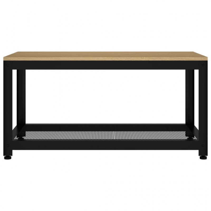 Stolik kawowy, jasnobrązowo-czarny, 90x45x45 cm MDF i żelazo