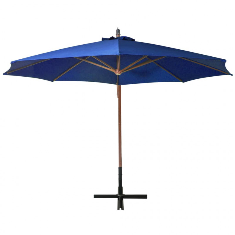 Parasol ogrodowy wiszący, jodłowy słupek, niebieski, 3,5x2,9 m