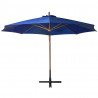 Parasol ogrodowy wiszący, jodłowy słupek, niebieski, 3,5x2,9 m