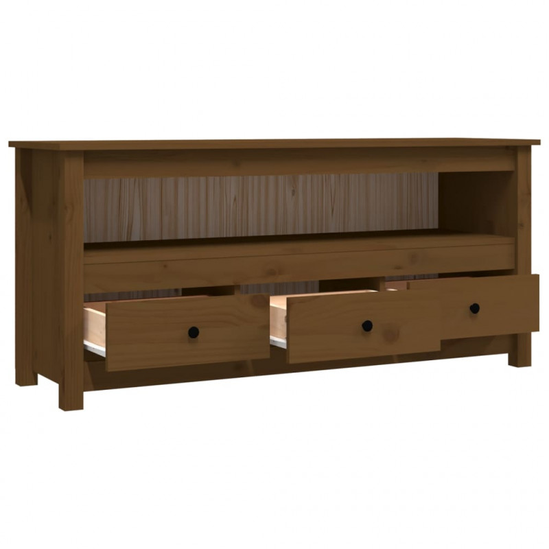 Szafka pod TV, miodowy brąz, 114x35x52 cm, lite drewno sosnowe