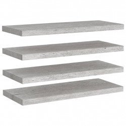 Półki ścienne, 4 szt., szarość betonu, 80 x 23,5 x 3,8 cm, MDF