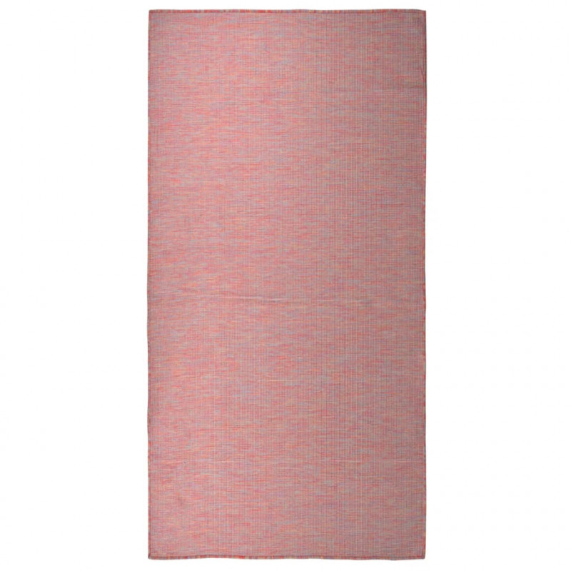 Dywan zewnętrzny o płaskim splocie, 100x200 cm, czerwony