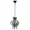 Lampa sufitowa z koralikami, czarna, okrągła, E14