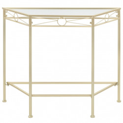Stolik boczny w stylu vintage, metalowy, 87 x 34 x 73 cm, złoty
