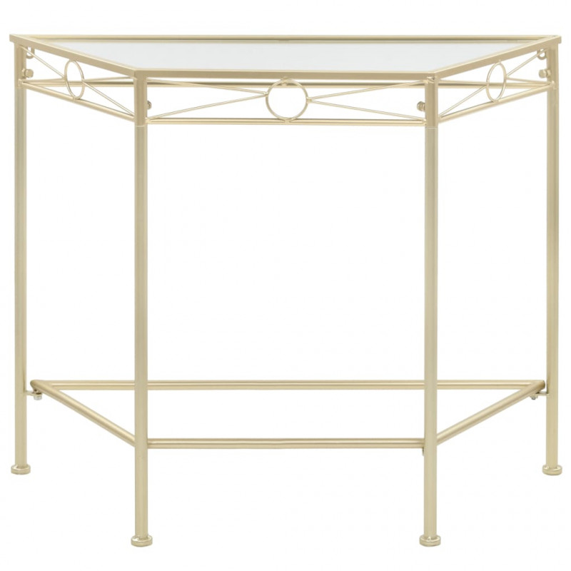 Stolik boczny w stylu vintage, metalowy, 87 x 34 x 73 cm, złoty