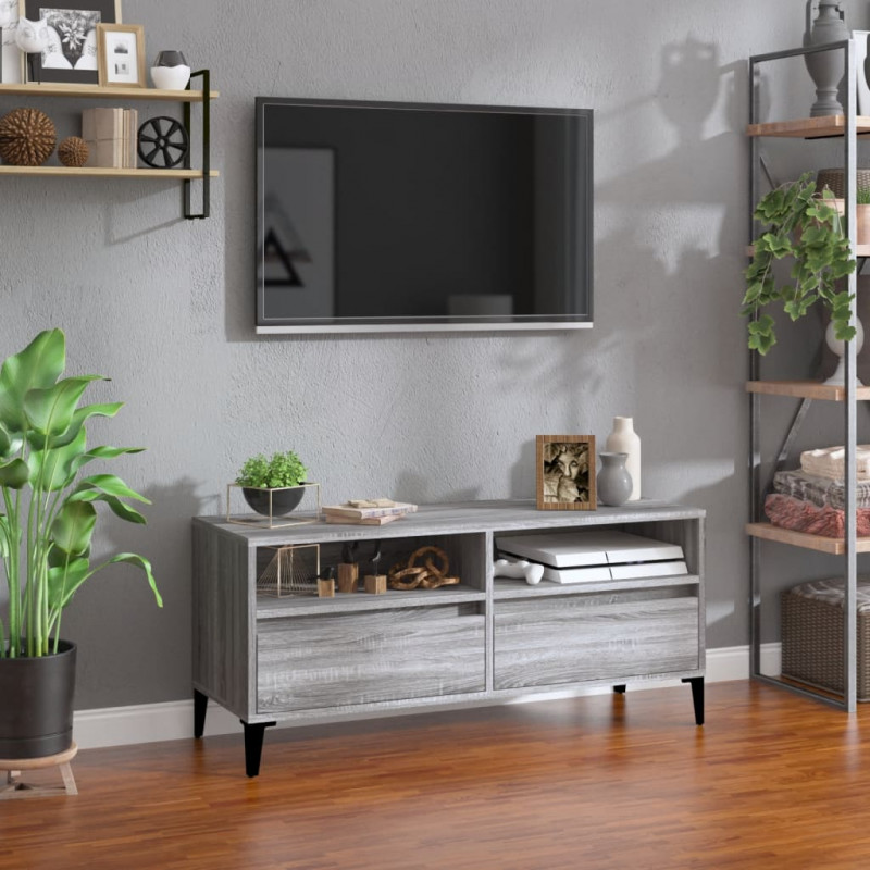 Szafka pod TV, szary dąb sonoma, 100x34,5x44,5 cm
