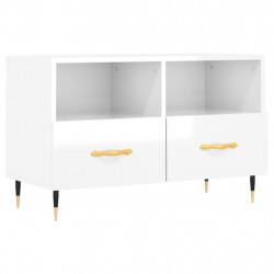 Szafka pod TV, biała, wysoki połysk, 80x36x50 cm