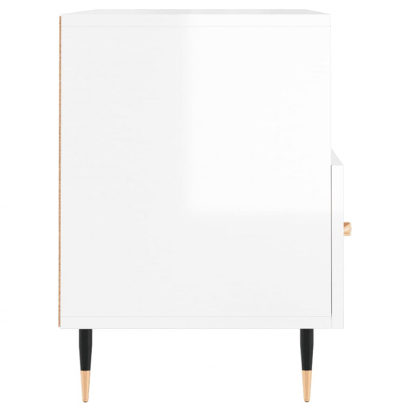 Szafka pod TV, biała, wysoki połysk, 80x36x50 cm