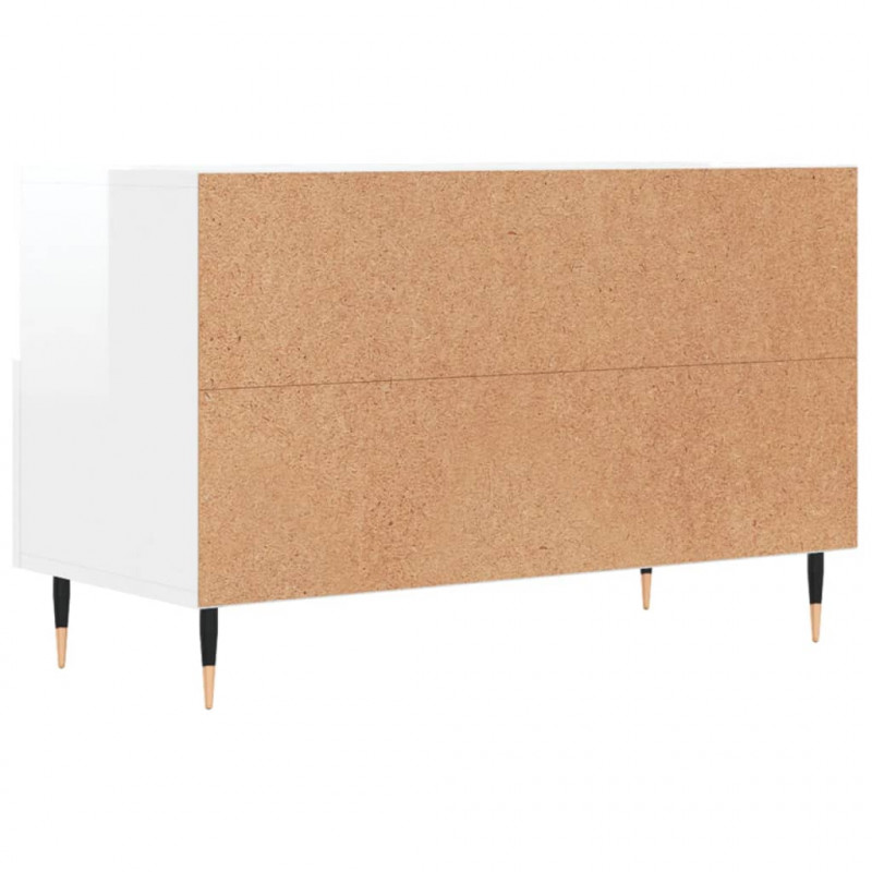 Szafka pod TV, biała, wysoki połysk, 80x36x50 cm