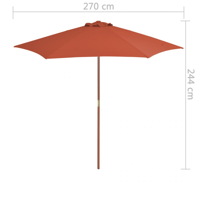 Parasol ogrodowy na drewnianym słupku, 270 cm, terakota
