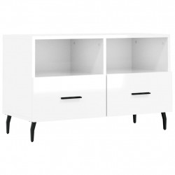 Szafka pod TV, biała, wysoki połysk, 80x36x50 cm