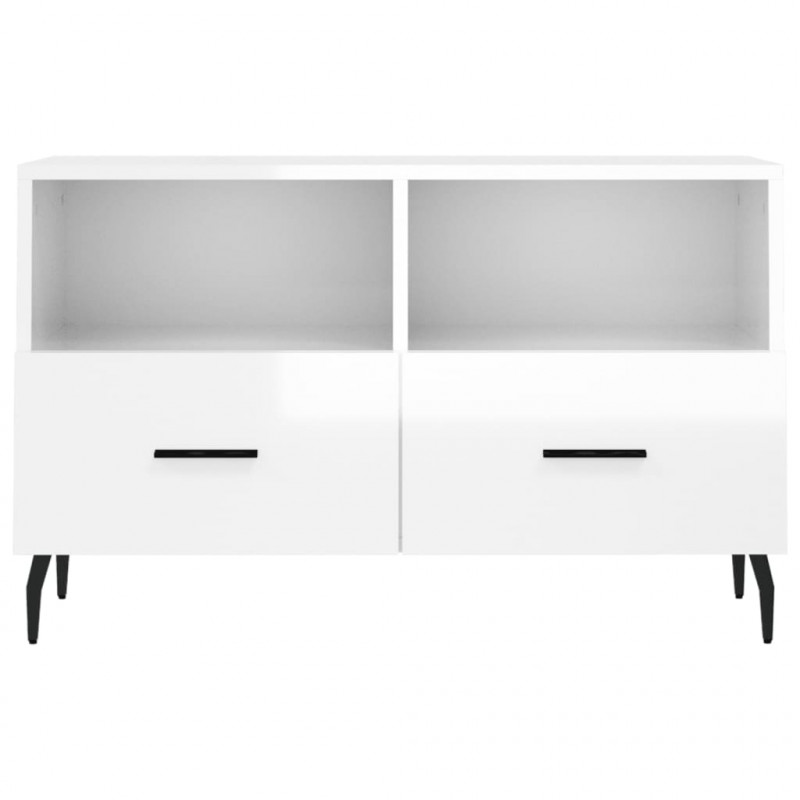 Szafka pod TV, biała, wysoki połysk, 80x36x50 cm