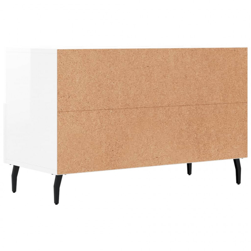 Szafka pod TV, biała, wysoki połysk, 80x36x50 cm