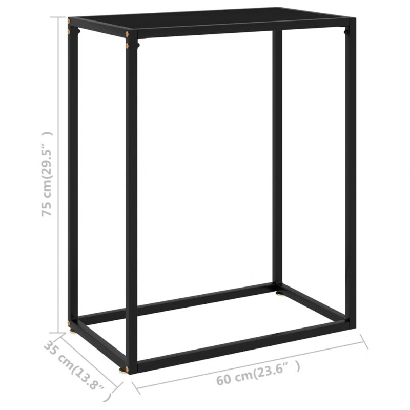 Stolik konsolowy, czarny, 60x35x75 cm, szkło hartowane