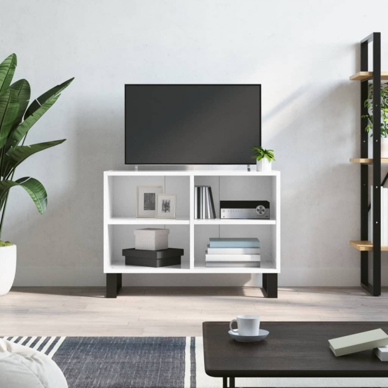 Szafka pod TV, biała, wysoki połysk, 69,5x30x50 cm