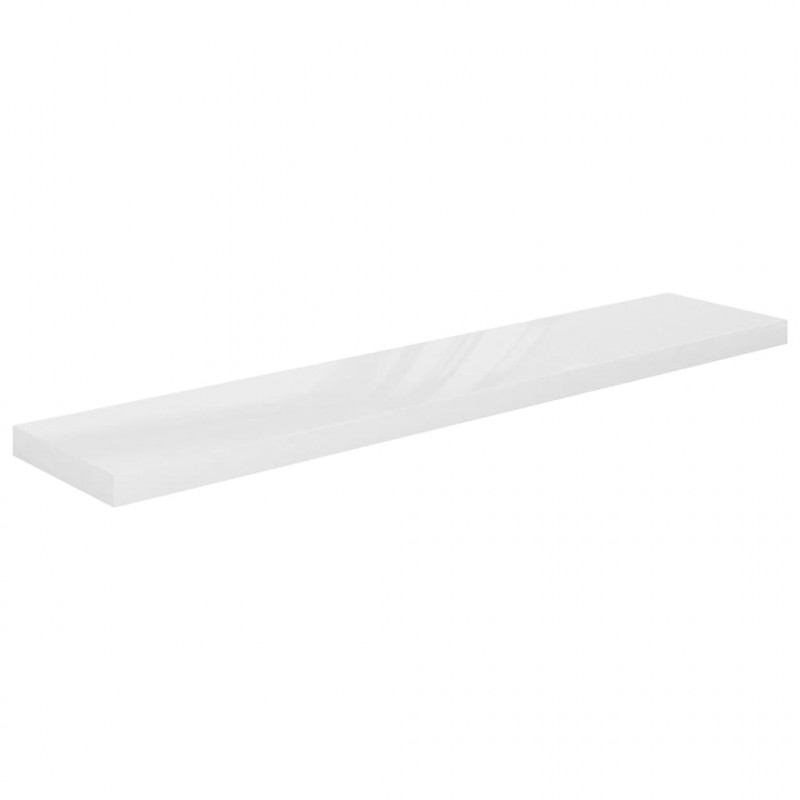 Półki ścienne 4 szt., wysoki połysk, biel, 120x23,5x3,8 cm, MDF