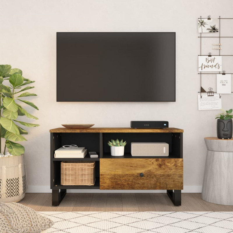 Szafka RTV, 80x33x46 cm, mango i materiał drewnopochodny