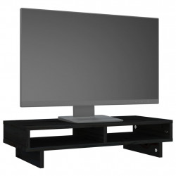 Podstawka na monitor, czarna, 60x27x14 cm, lite drewno sosnowe