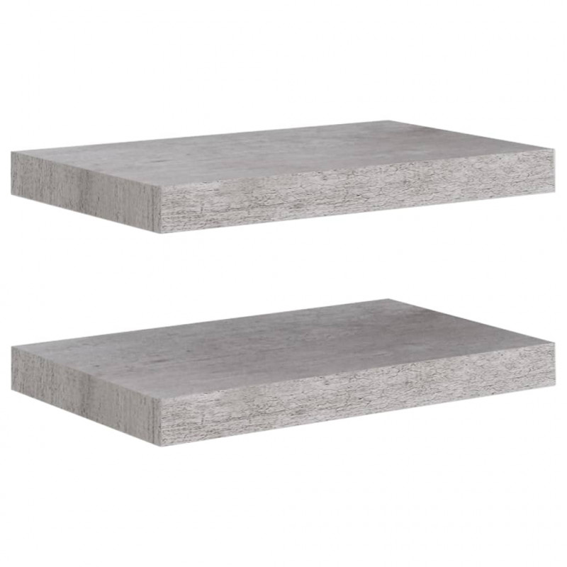 Półki ścienne, 2 szt., szarość betonu, 40x23x3,8 cm, MDF