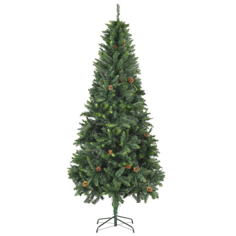 Sztuczna choinka z szyszkami, zielona, 210 cm