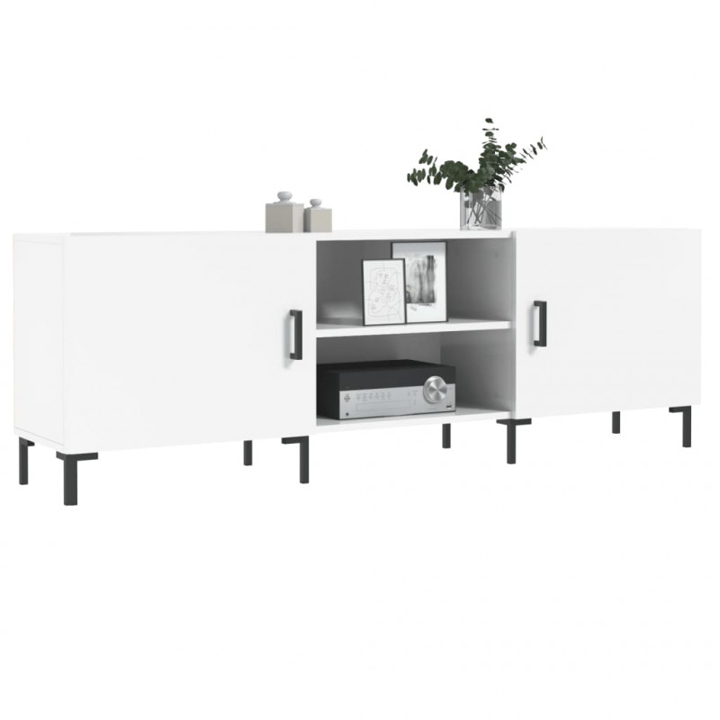 Szafka pod TV, wysoki połysk, biała, 150x30x50 cm