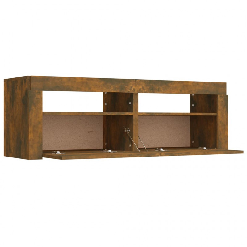 Szafka pod TV z oświetleniem LED, przydymiony dąb, 120x35x40 cm