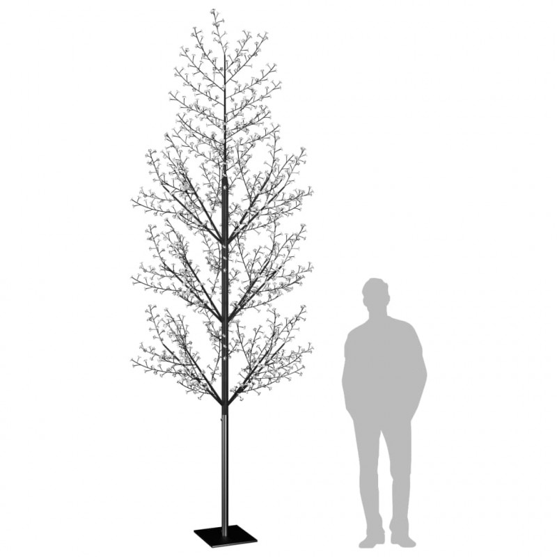 Drzewko z lampkami, 1200 LED, zimny biały, kwiat wiśni, 400 cm