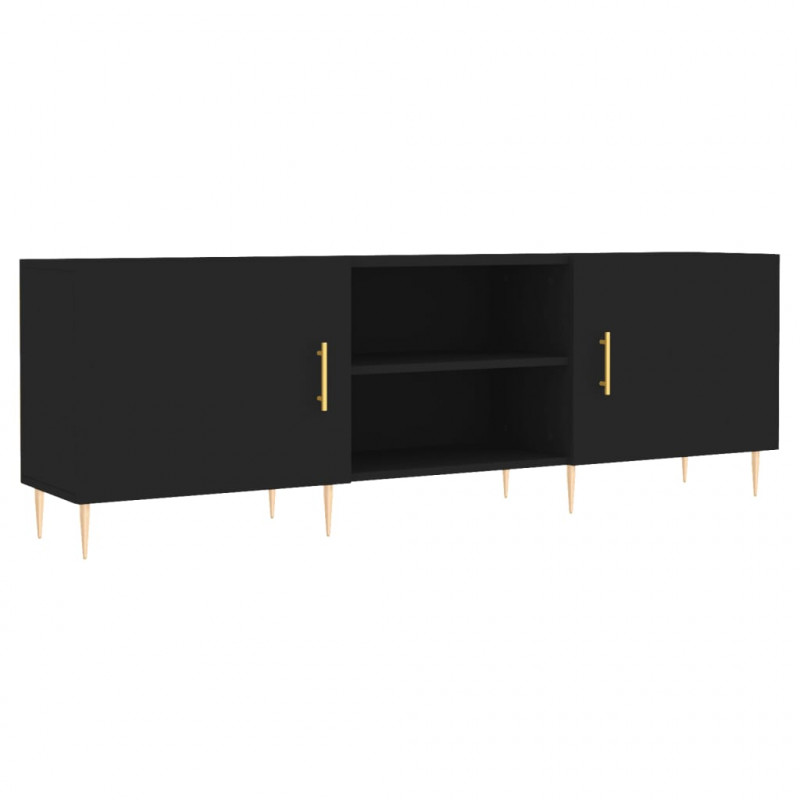 Szafka pod TV, czarna, 150x30x50 cm, materiał drewnopochodny
