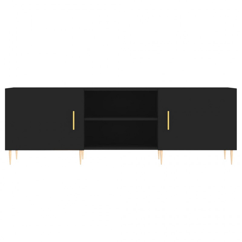 Szafka pod TV, czarna, 150x30x50 cm, materiał drewnopochodny