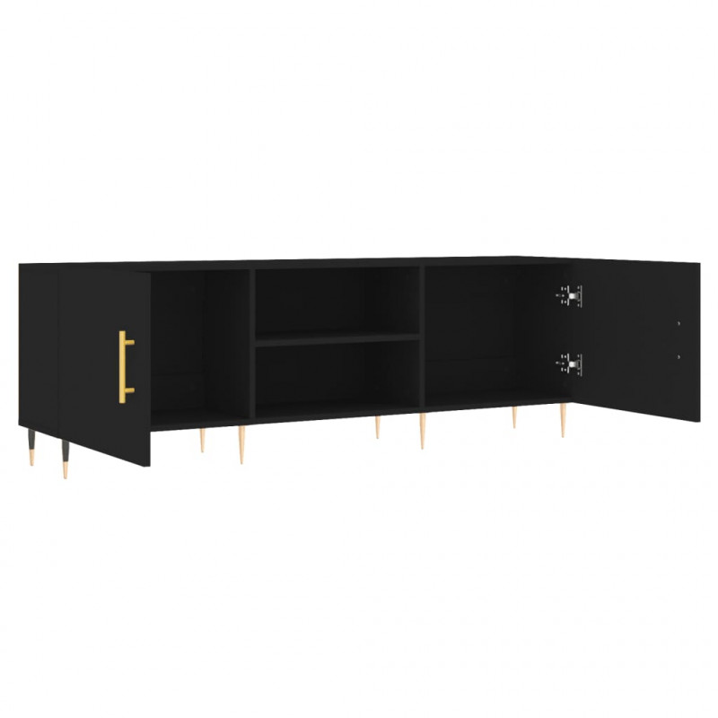 Szafka pod TV, czarna, 150x30x50 cm, materiał drewnopochodny