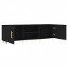 Szafka pod TV, czarna, 150x30x50 cm, materiał drewnopochodny