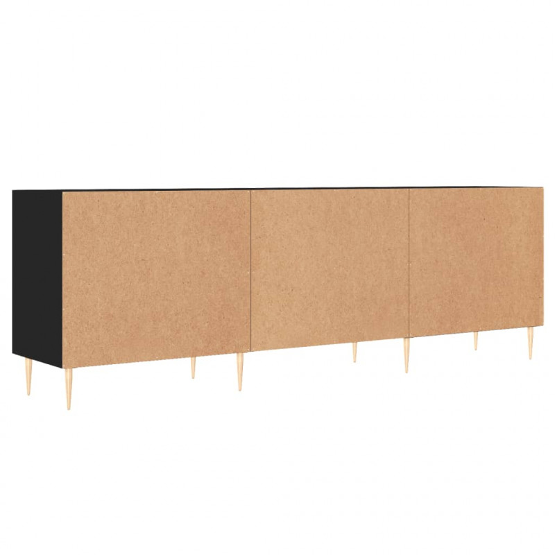 Szafka pod TV, czarna, 150x30x50 cm, materiał drewnopochodny