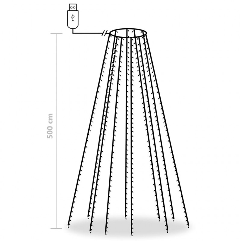 Lampki na choinkę, 500 kolorowych LED, 500 cm, wewn./zewn.