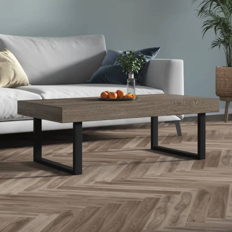 Stolik kawowy, szaro-czarny, 120x60x40 cm, MDF i żelazo