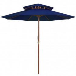 Parasol ogrodowy z dwupoziomową czaszą, niebieski, 270 cm