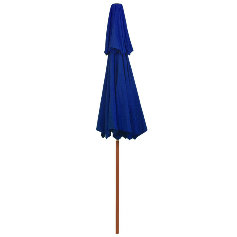 Parasol ogrodowy z dwupoziomową czaszą, niebieski, 270 cm