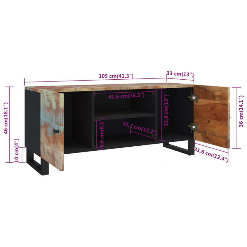 Szafka pod telewizor, 105x33x46 cm, lite drewno odzyskane