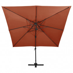 Parasol wiszący z podwójną czaszą, 300x300 cm, terakota