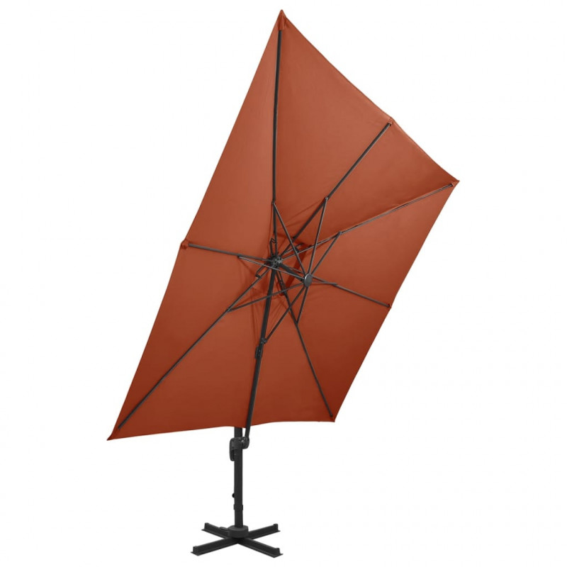 Parasol wiszący z podwójną czaszą, 300x300 cm, terakota